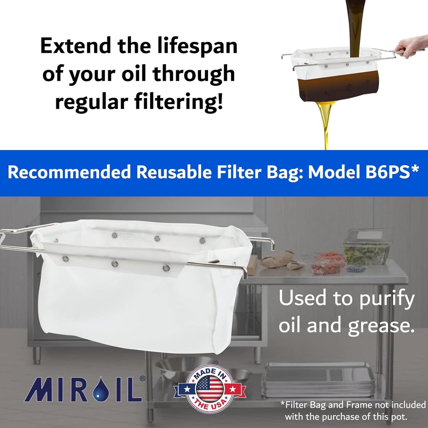 MirOil 5 Gallon Oil Disposal Caddy with Caster Wheels, USA Made Deep Fryer Grease Bucket Pot with Lid Lock &Lock Clips, 35lb Frying Oil Disposal Storage Container, Filtering Hot Cooking Grease - #40LC