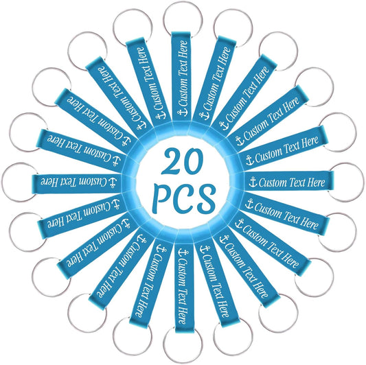 20PCS Personalized Bottle Opener Keychain Bulk Custom Beer Bottle Opener with Logo Text Engraved Wedding Bottle Opener Favors Customized Gifts for Guests Baby Shower Birthday Party-Sky Blue