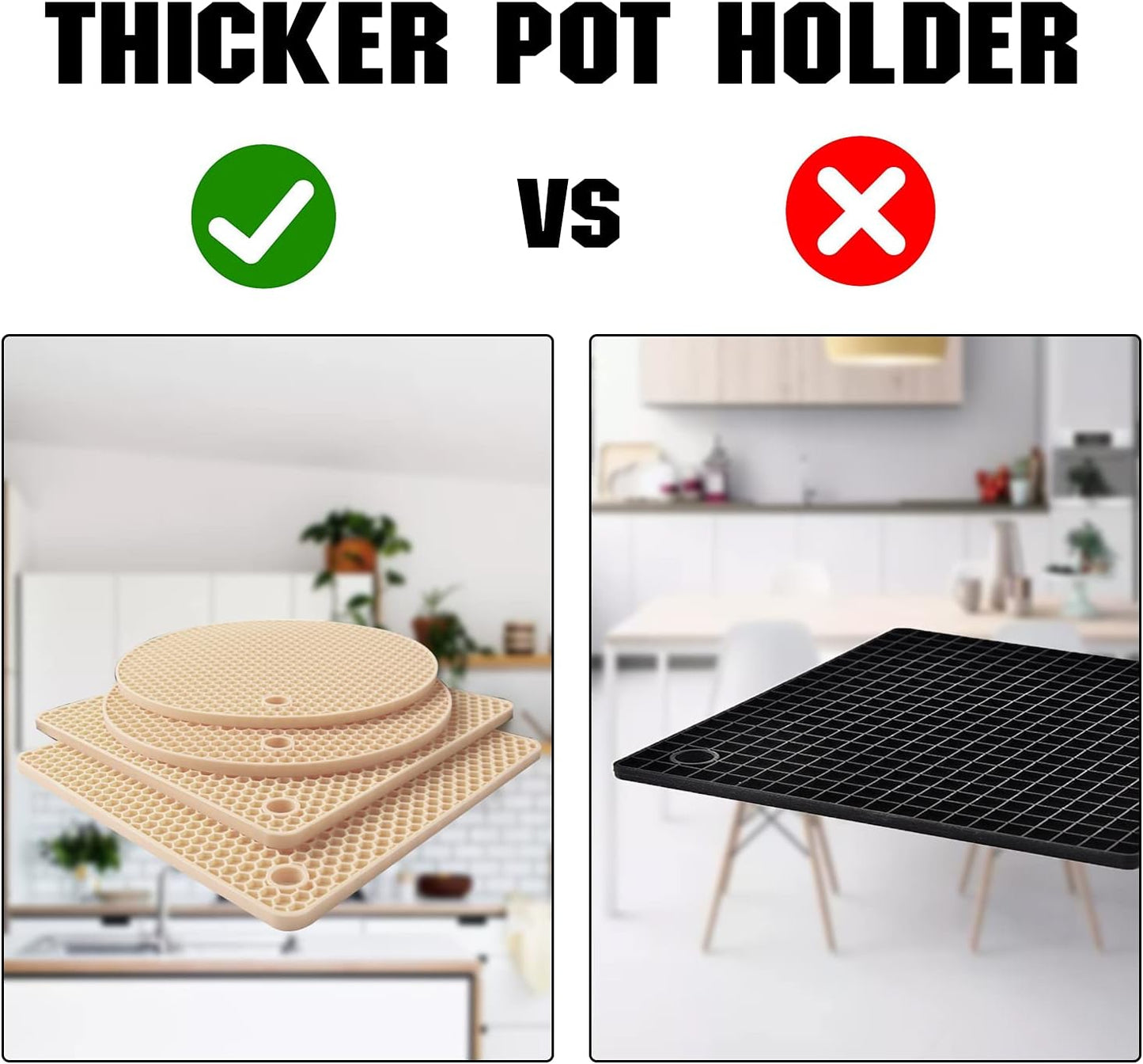 Joyhalo Trivets for Hot Dishes - Hot Pads for Kitchen, Silicone Pot Holders for Hot Pots and Pans, Silicone Mats for Kitchen Countertops, Table, Flexible Easy to Wash and Dry, Khaki