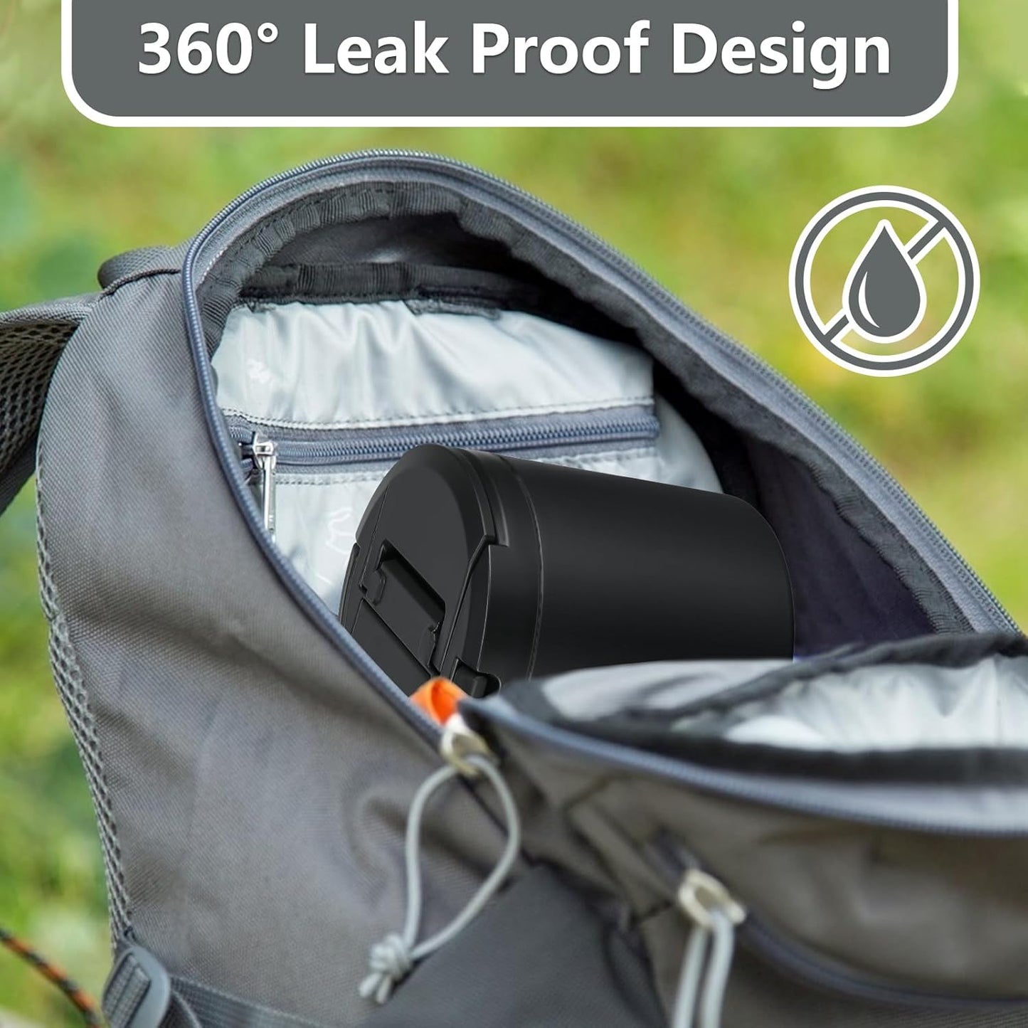 Soup Thermo for Hot Food Adults 40oz Lunch Containers Wide, Thermo Insulated Containers Leak Proof Vacuum Stainless Steel With Carry Handle and Spoon BPA Free (black)