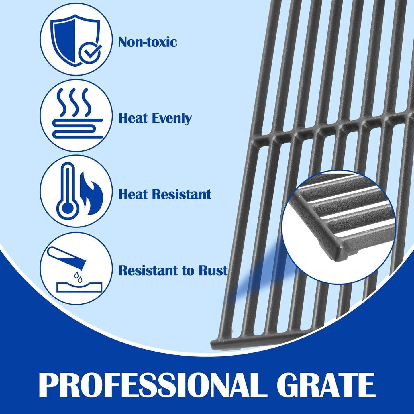 SafBbcue Grates for Bull 5 Burner Grill Replacement Parts Bull Brahma 57568 57569 57568CE 57568AGA 57569CE 57569AGA Lion Premium 90000 L90000 Grill Parts Cast Iron