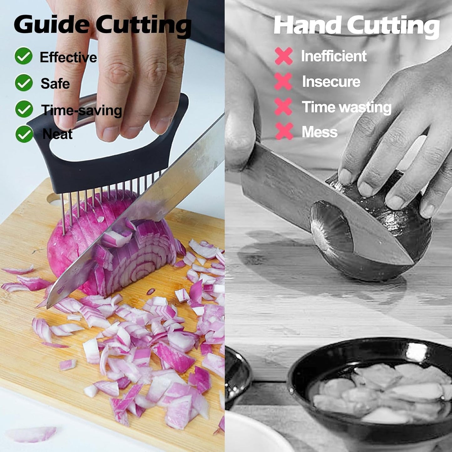 JAYVAR Extra-Large Onion Holder for Slicing, Large Tomato Slicer with 14 Long Needles, Onion Cutter Vegetable Chopper, Tomato Cutter Slicer Tool for Potato Slicing, Kitchen Gadgets Dicer Essentials