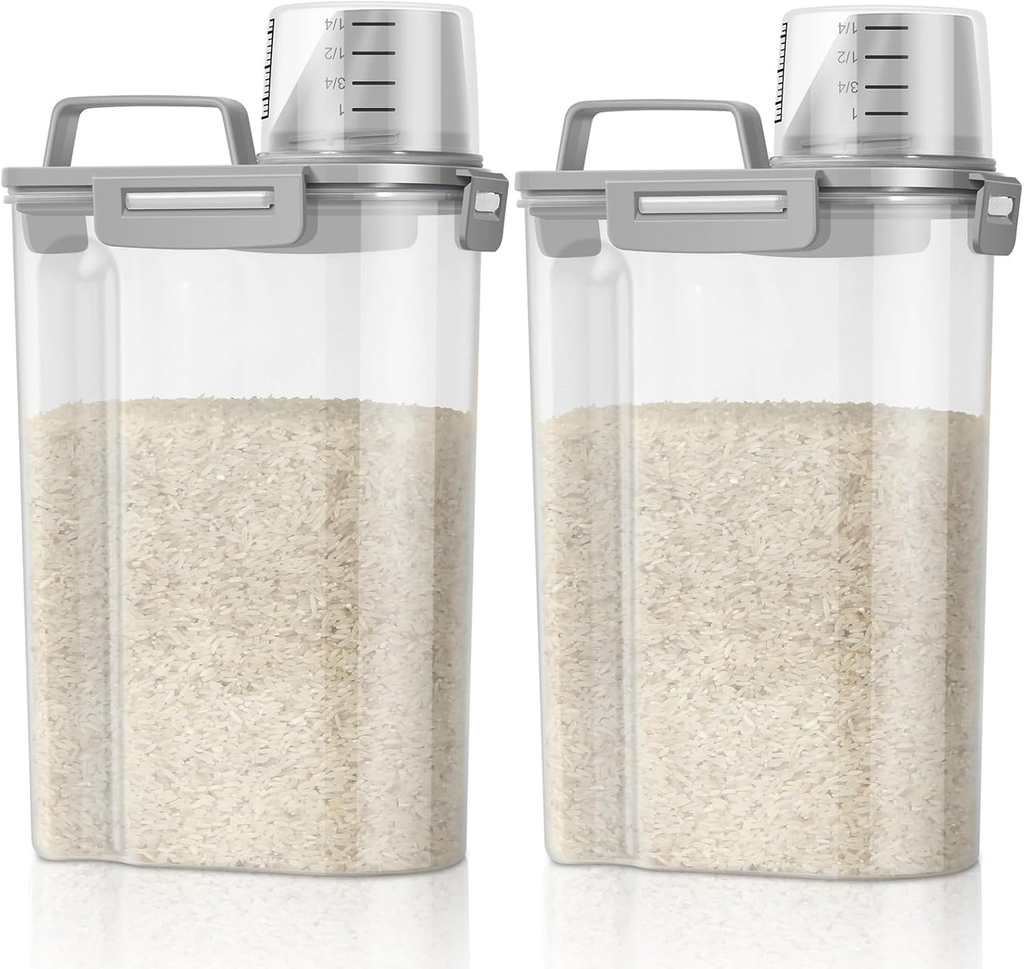 TBMax Rice Container 2 Pack 5 Lbs, Small Pet Dog Cat Food Container Dispenser, Kitchen Cereal Storage Container with Cup, Perfect for Daily Use, Travel, and Portion Control