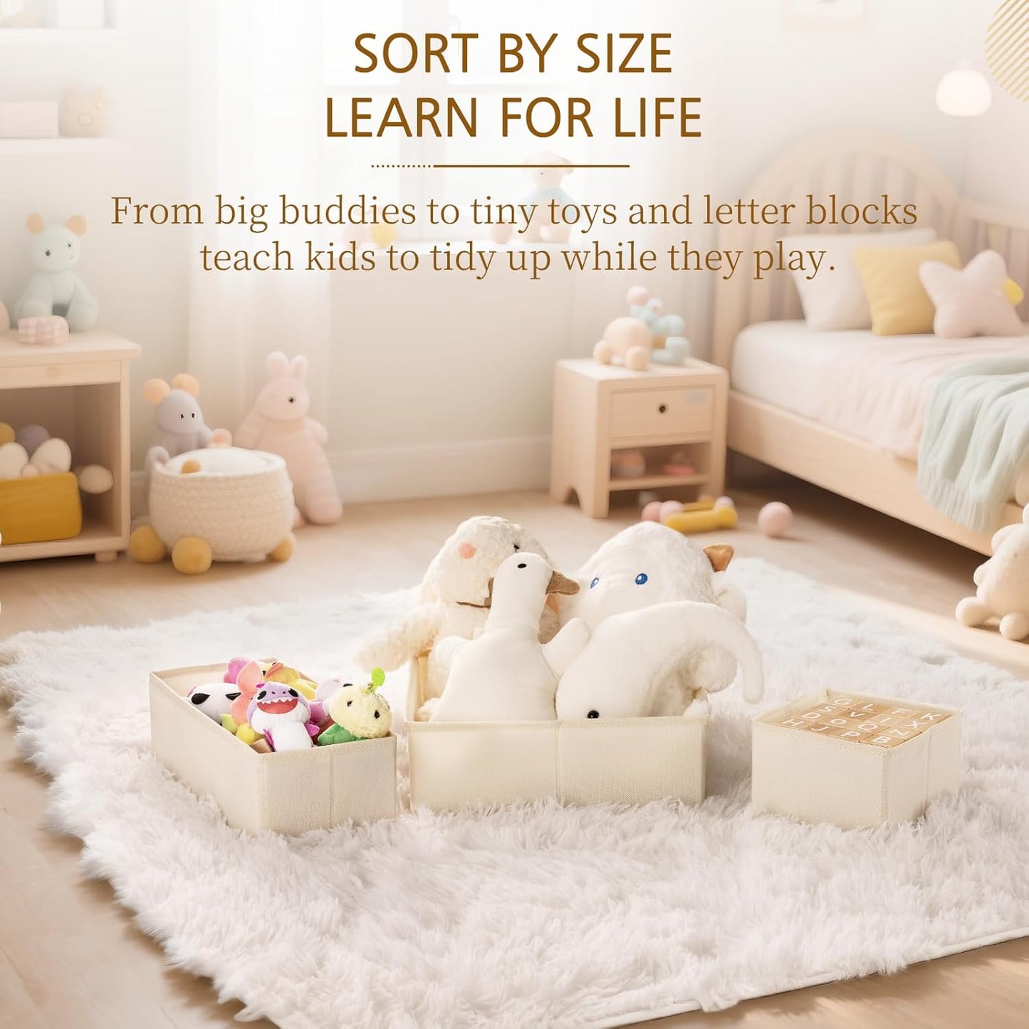 Criusia 15 Pack Drawer Organizer for Clothes, Foldable Dresser Dividers with 3 Sizes, Fabric Storage Bins – Beige