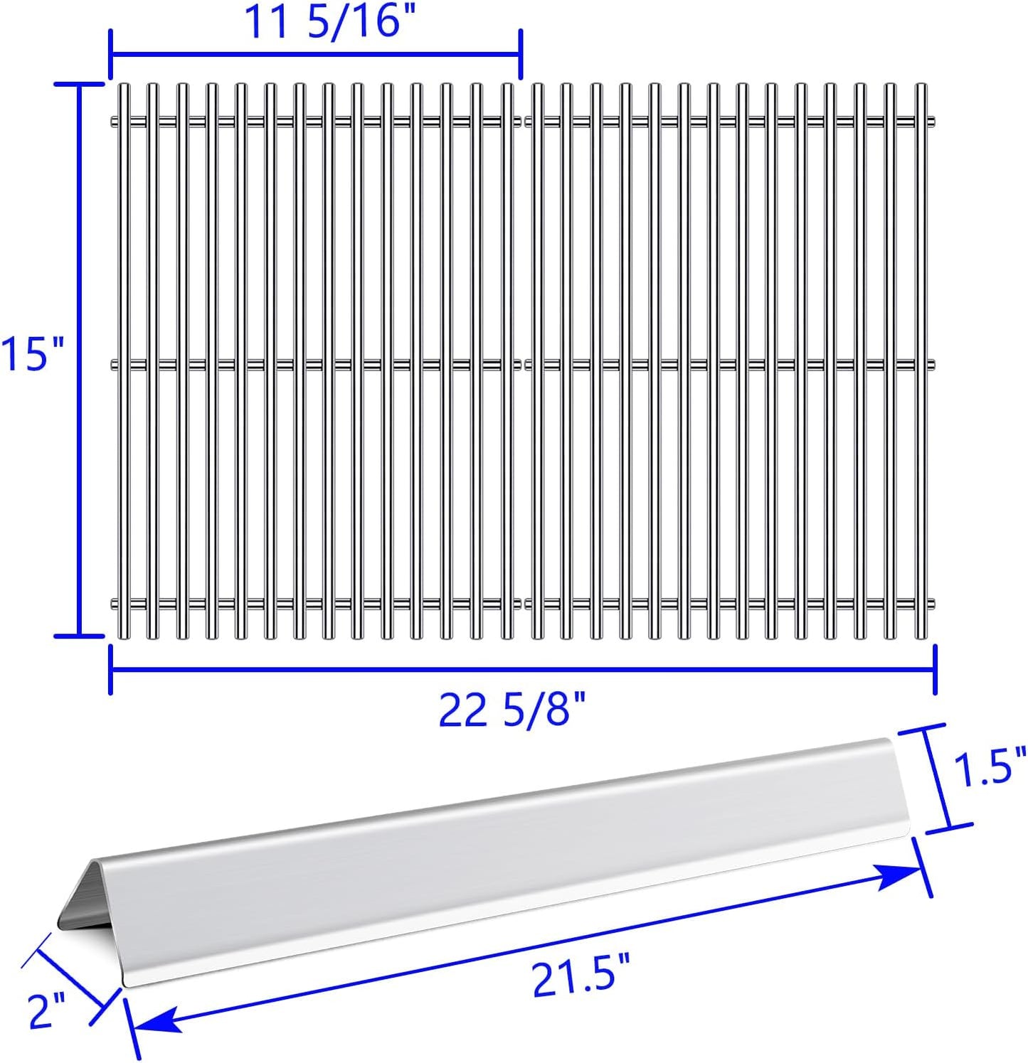 15” 9MM Grill Grates Replacement for 7535 7522 Weber Spirit Grill Spirit E-210, S-210, E-200, S-200, Weber Genesis Silver A, Spirit 500, Spirit 200 Series, BBQ Grill Parts Flavorizer Bars Grid