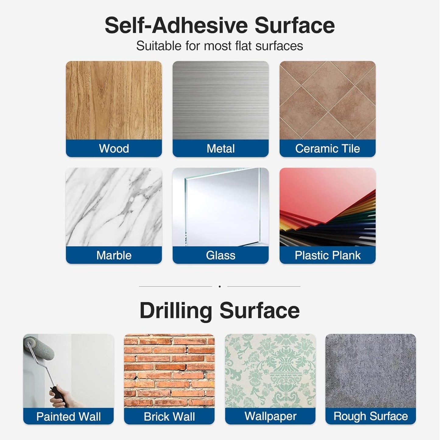 Paper Towel Holder - Self-Adhesive or Drilling, Brushed Nickel, Wall Mounted, SUS304 Stainless Steel Kitchen Roll Dispenser Under Cabinet