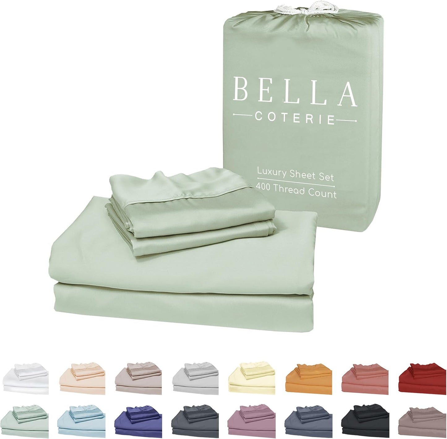 Bella Coterie Luxury Bamboo Viscose Split Top King Size Sheet Set | 100% Organically Grown | Ultra Soft | 34" Split | Cooling for Hot Sleepers | 18" Deep Pocket [Sea Glass]