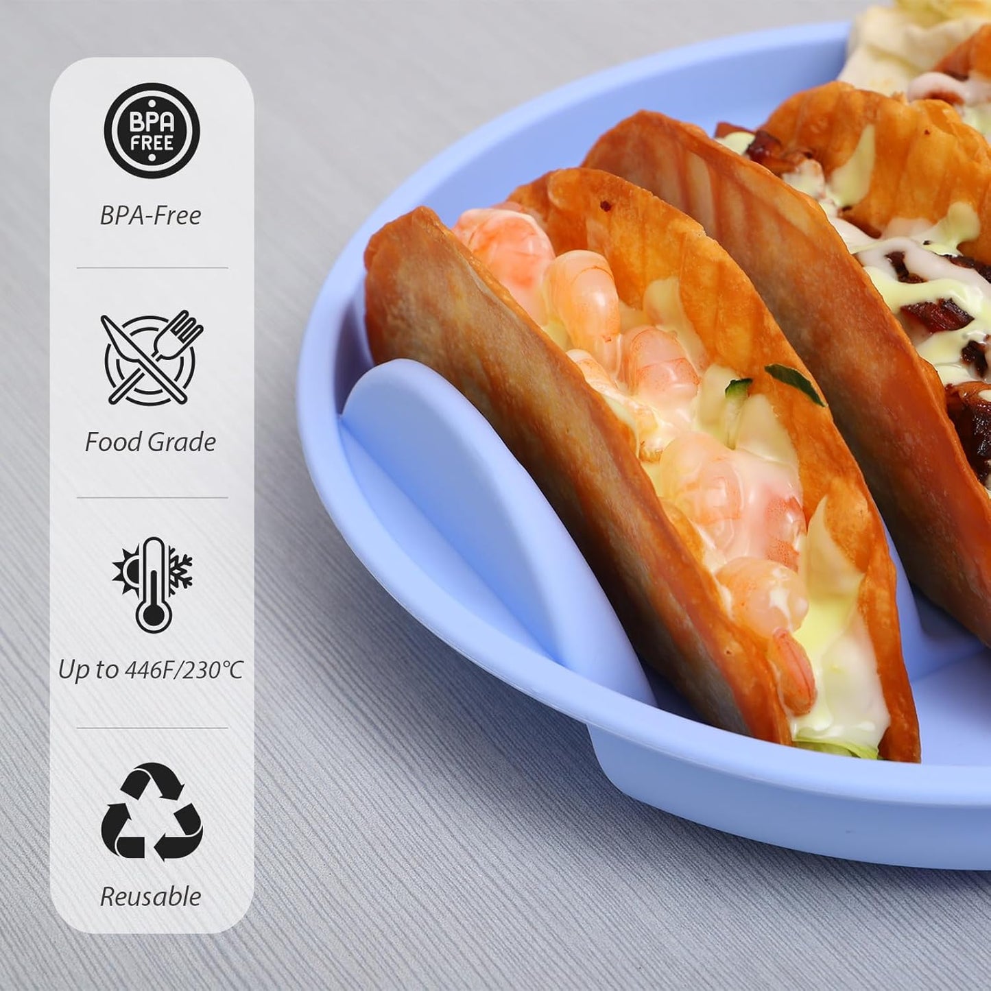 Taco Holder & Plates, Silicone Taco Plates with Dividers, 4 Tacodillo Shell Trotilla Holding Serving, Taco Tuesday Party Taco Holders, Pack of 2