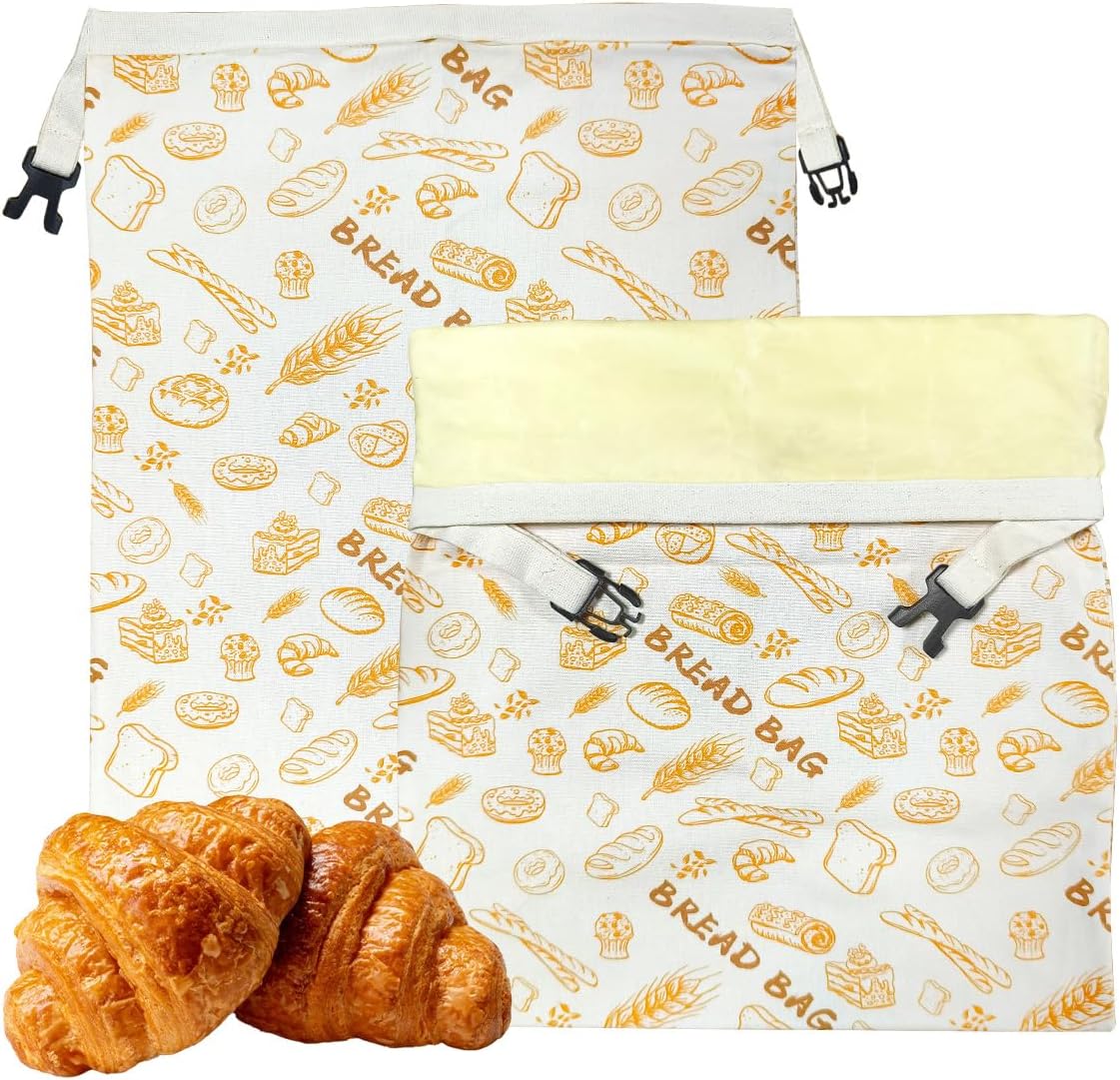 2 Pack Reusable Beeswax Bread Bags for Sourdough,Reusable Cotton Beeswax Bag for Homemade Bread,Freezer-Friendly&Freshness Preservation Storage to Keep Fresh 17x13in