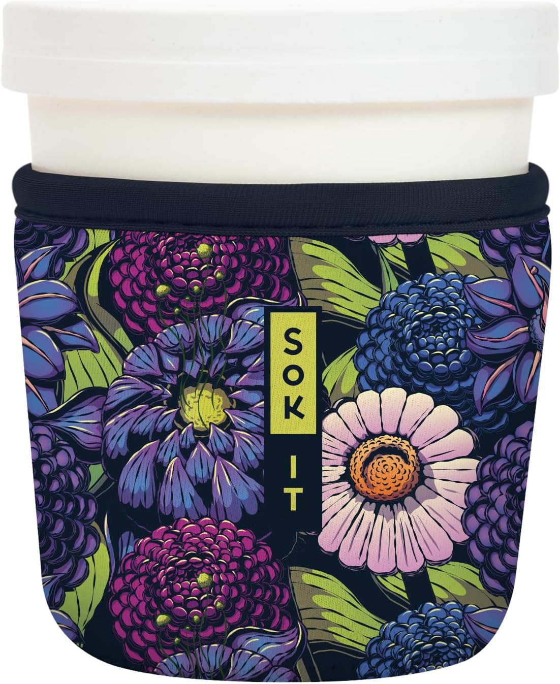 Sok It IceCreamSok Insulated Neoprene Cover (Secret Garden, Tapered Ice Cream Pints)
