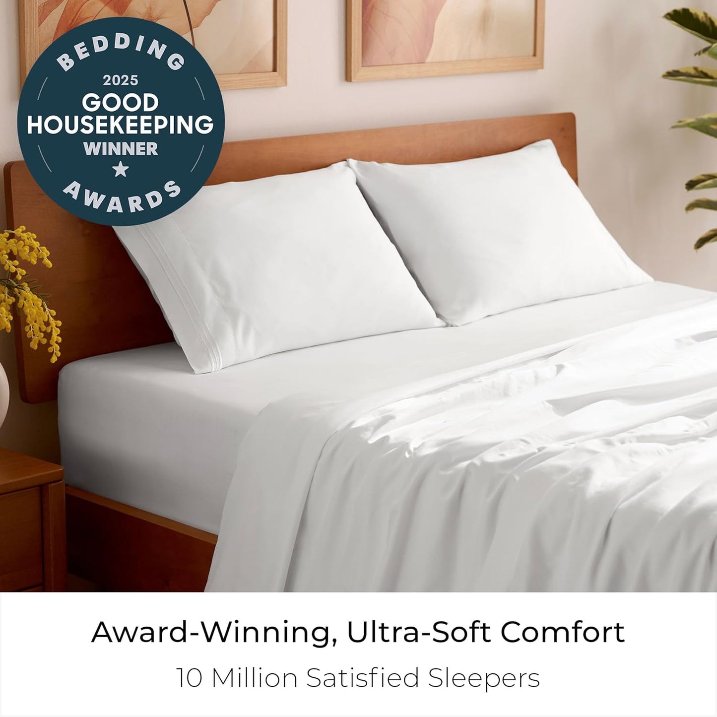 Mellanni Queen Sheets Set - 4 PC Iconic Collection Bedding - Hotel Luxury, Extra Soft, Cooling Bed Sheets - Wrinkle, Fade, Stain Resistant (Queen, White)