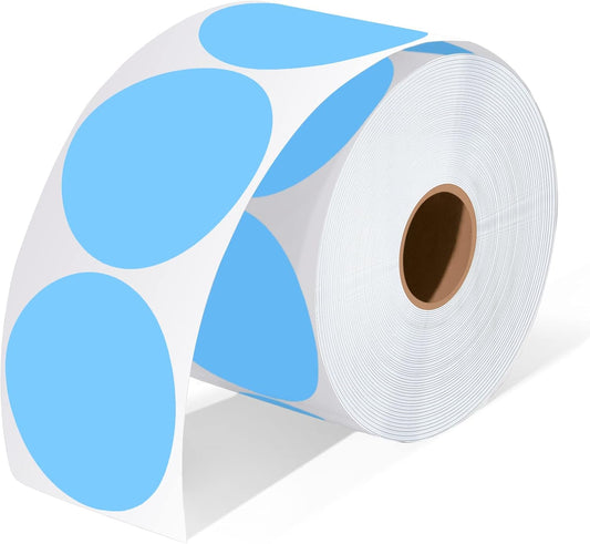 2 Inch Circle Thermal Sticker Labels, 2" Self-Adhesive Round Thermal Stickers for Business-750 Labels/1 Roll (Blue)