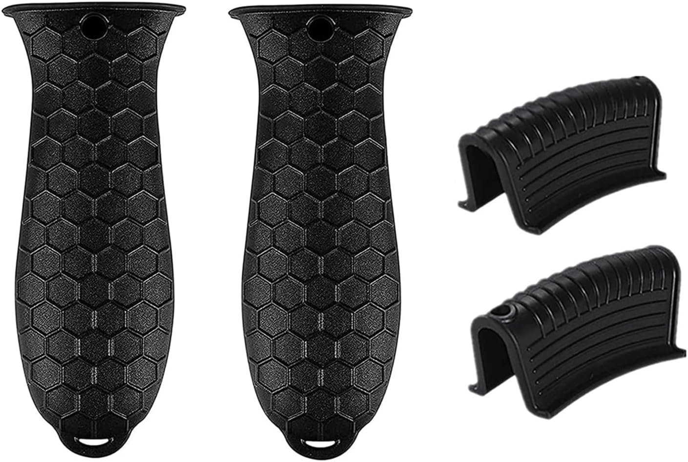 4 Pcs Non-Slip Silicone Hot Handle Holder & Assist Grips, Potholder for Cast Iron Skillets, Heat Resistant Handle Cover Sleeve for Frying Pans, Casserole, Cookware Handles, Black