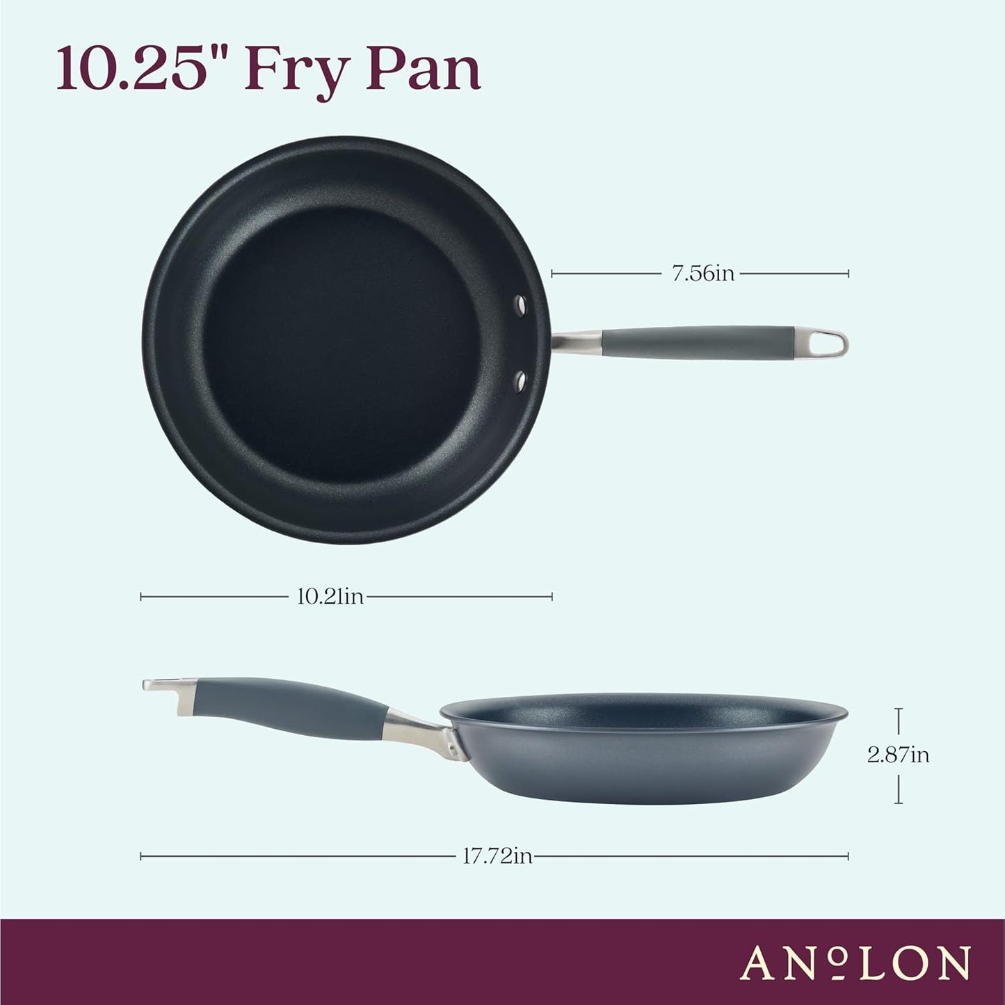 Anolon Advanced Home Hard Anodized Nonstick Skillet, 10.25 Inch – 10 Inch Fry Pan, Non Stick Saute Pan, Durable Cooking Skillet - Moonstone