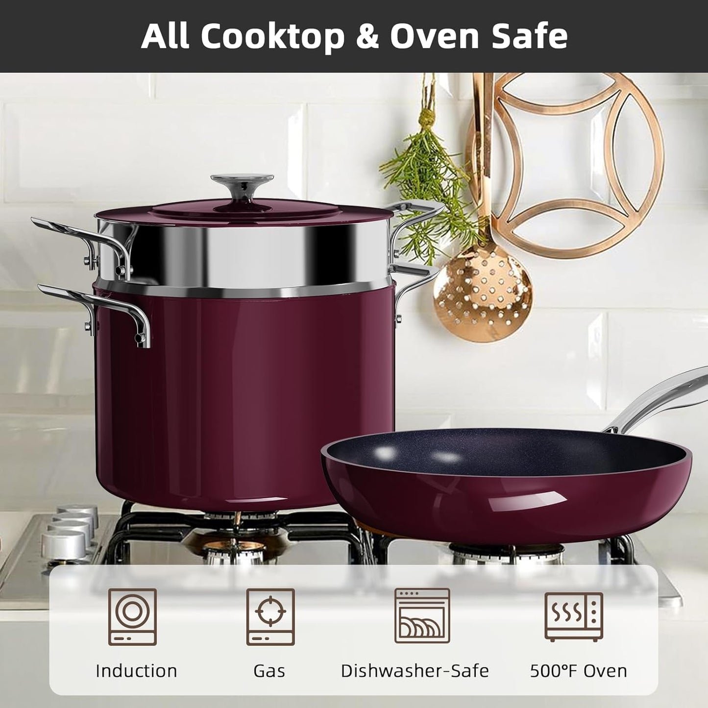 Nuwave Lux 13pc Forged Lightweight Cookware Set PFAS Free, Healthy G10 Duralon Ceramic Coating, Ultra Non-Stick, Stay-Cool Handles, Works on All Cooktops & Induction Ready