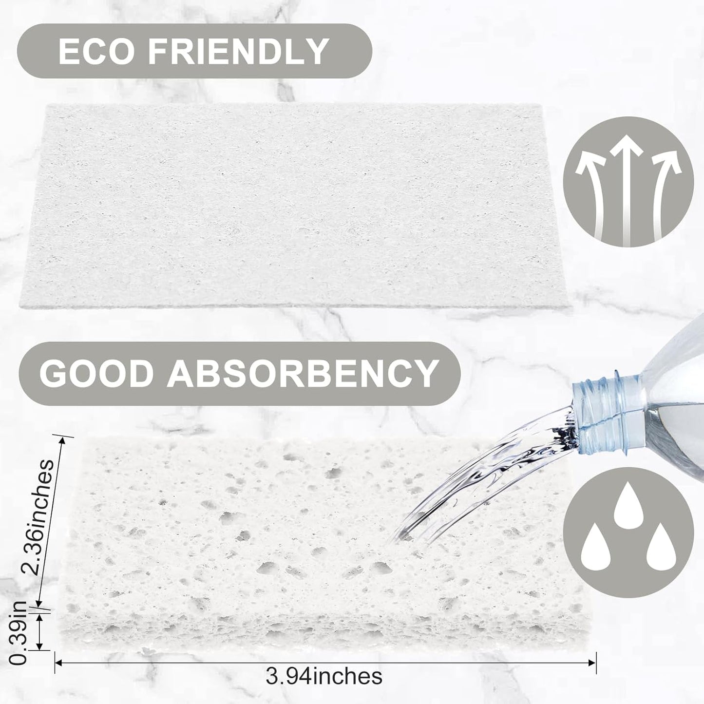 Zhengmy 100 Pieces Kitchen Sponge Bulk Natural Sponges for Dishes Compressed Wood Pulp Sponges Cleaning Sponge Without Scratching for Kitchen Bathroom, 3.9 x 2.4 x 0.12 Inch (White)