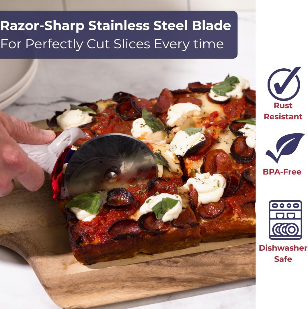 Patriot's Choice American Eagle Stainless Steel Pizza Cutter Wheel – Ultra Sharp with Built-In Finger Guard - Patriotic Kitchen Tools & Pizza Accessories Gift for Men - Dishwasher Safe 10"