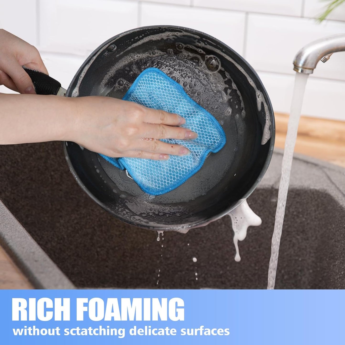 KinHwa Kitchen Washcloths for Dishes Absorbent Microfiber Dish Cloths Quick Dry Dish Rags with Poly Scour Scrub Side Ideal for Kitchen Cleaning (Mixing Colors #3, 7inchx7inch 9 Pack)