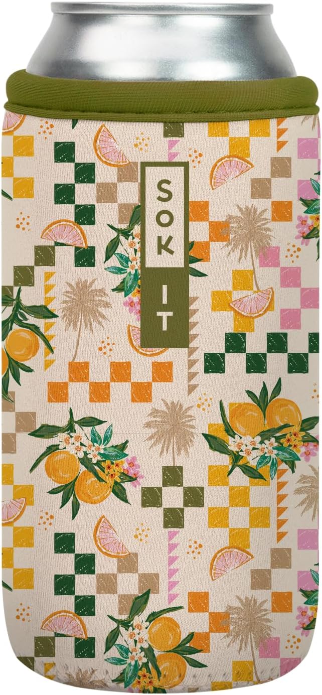 Sok It CanSok Sleeve for Beer & Soda Insulated Neoprene Cover (Citrus Delight, 16oz Can Sleeve)