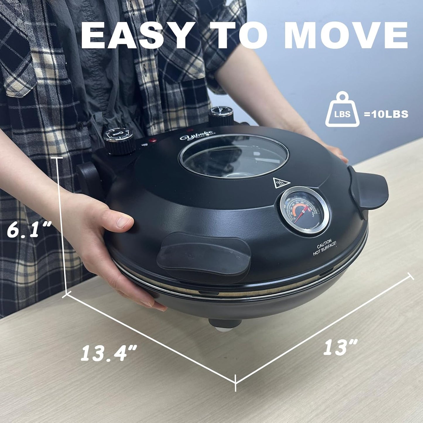 12" Electric Pizza Oven - Countertop Pizza Maker with Ceramic Stone, Heats up to 800°F, Portable Indoor Pizza Oven for Homemade Pizzas, White