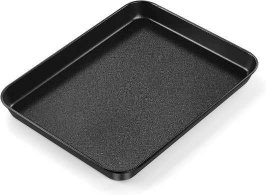 E-far Mini Toaster Oven Pan, 9x7x1 Inch Small Baking Sheet Tray for Cookies Cake, Nonstick Carbon Steel Baking Pan for Bacon Steak, Nontoxic & Easy Clean, Heat & Warp Resistant