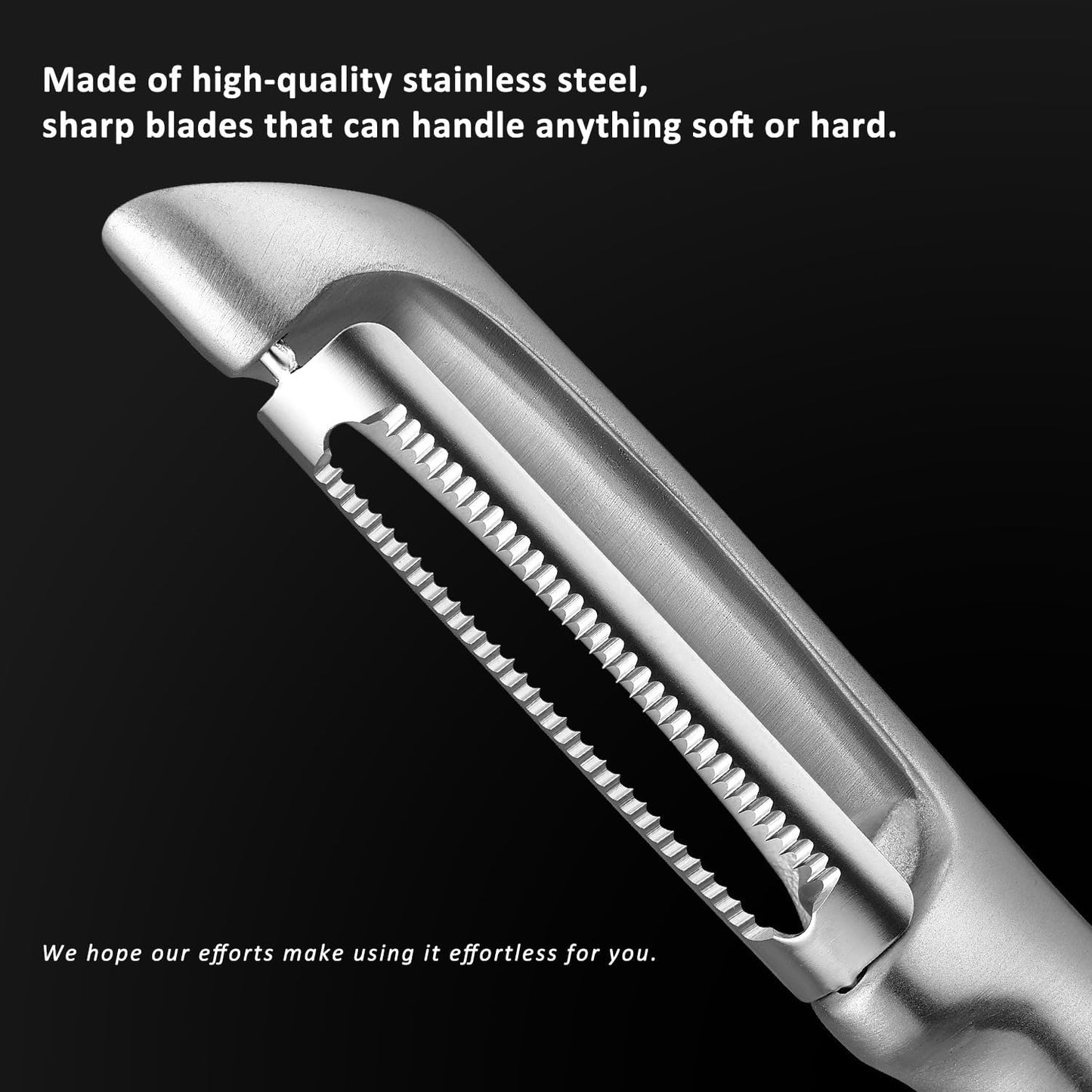 Serrated Blade Premium I Type 304 Stainless Steel Multifunctional Kitchen Peeler Real Wood Handle Ultra Sharp Blade Vegetable Potato Apple(Wenge)