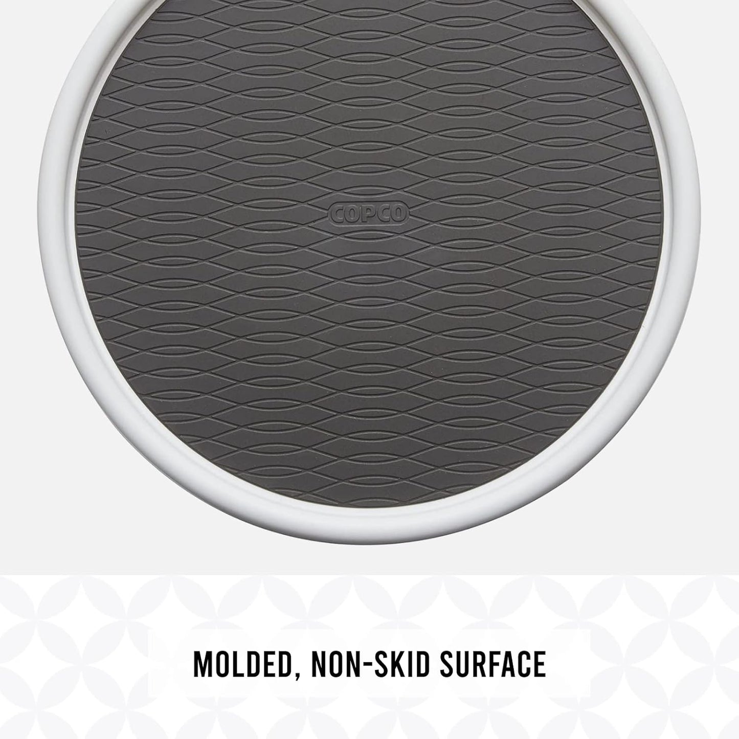 Copco Basics Non-Skid Pantry Cabinet Lazy Susan Turntable, 12-Inch, White/Gray (Pack of 2)