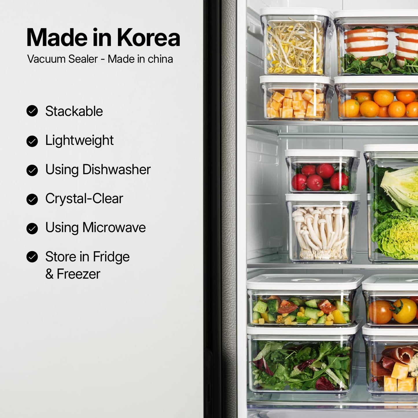 Premium Airtight Food Storage Containers, Square 2PC/Set(1.48qt/1.4Lx2pcs), Smart One-Click Seal Lid, No Hinges, 100% Leak Proof, BPA-FREE, Dishwasher, Freezer & Microwave Safe