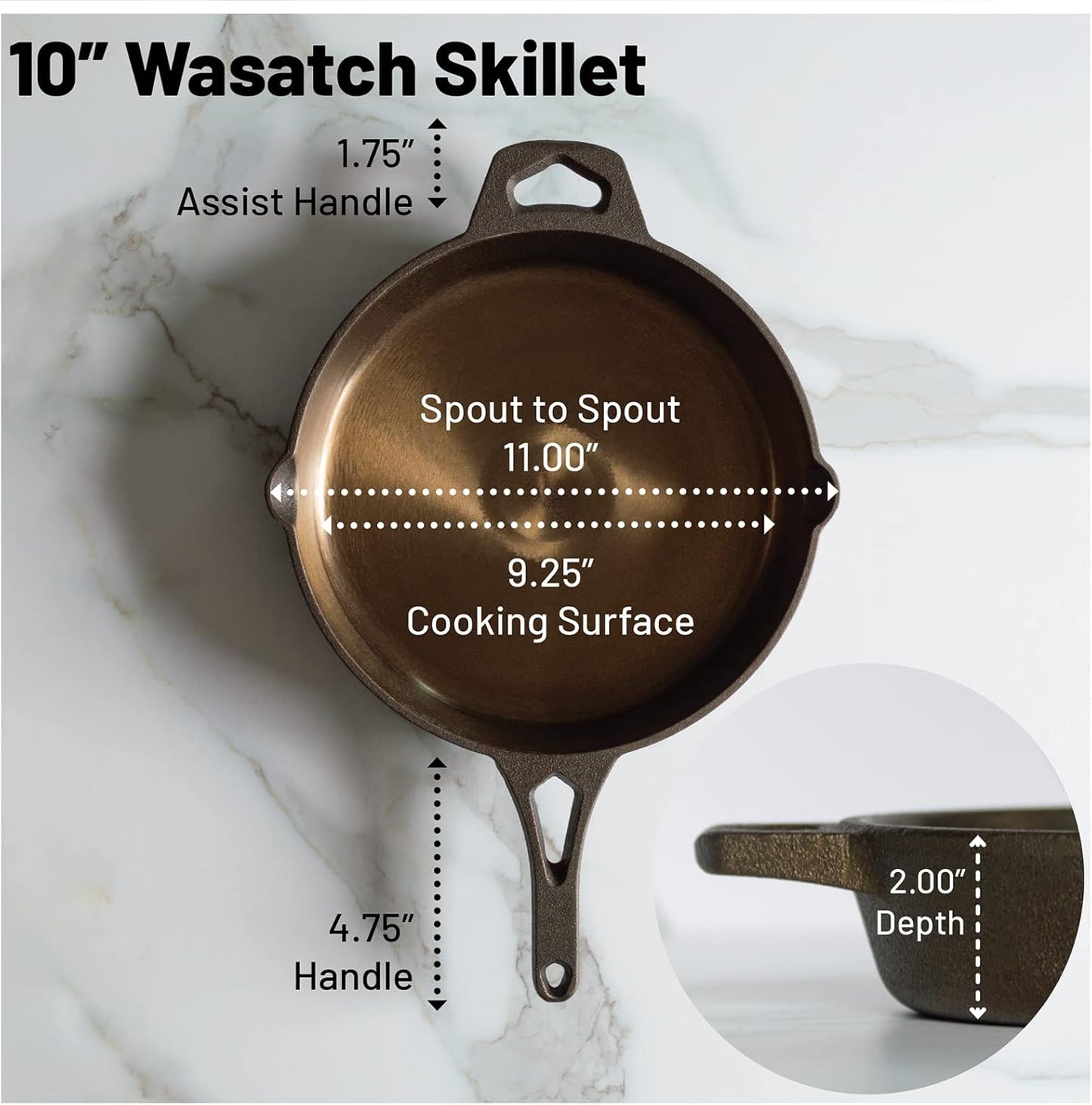 Backcountry Iron 10-1/4 Inch Smooth Wasatch Pre-Seasoned Round Cast Iron Skillet