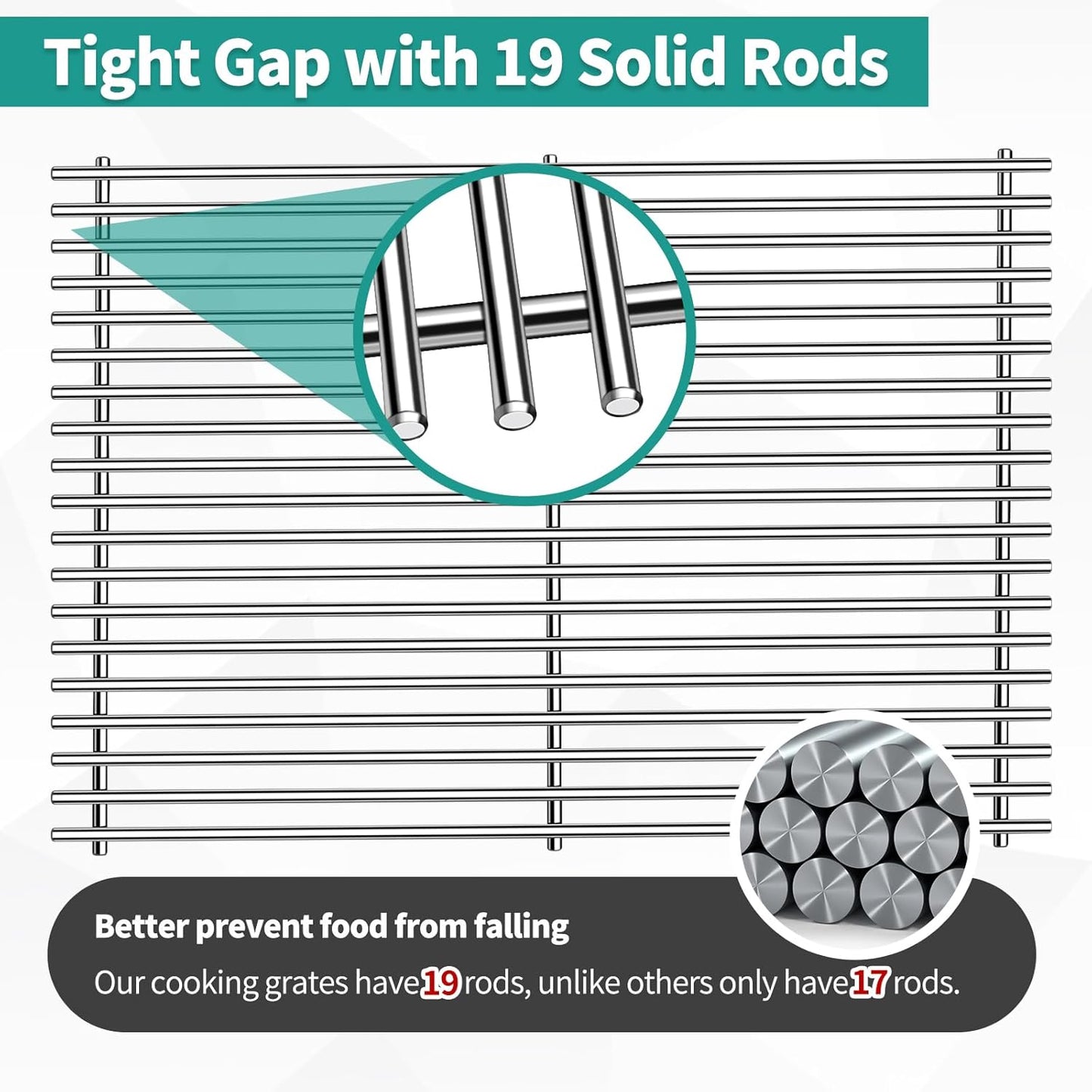 18 7/8" Stainless Steel Genesis 2 Grill Grates for Weber Genesis ii E-310 E-315 E-325 E-330 E-340 S-335 S-340 GS4 Genesis ii Grill Parts for Weber 66095 Genesis ii 300 LX 300 Series Grills