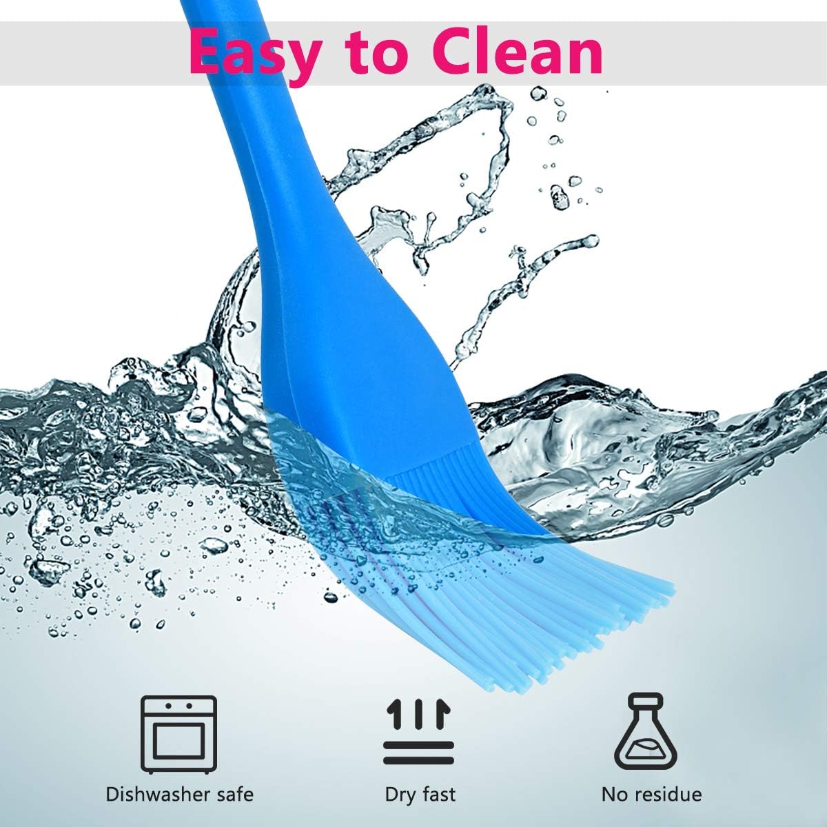 Silicone Basting Pastry Brush Set 4 Pack Heat Resistant Spread Oil Butter Sauce for BBQ Grill Barbeque Kitchen Baking Cooking Pastries, 2 Large & 2 Small Multicolor