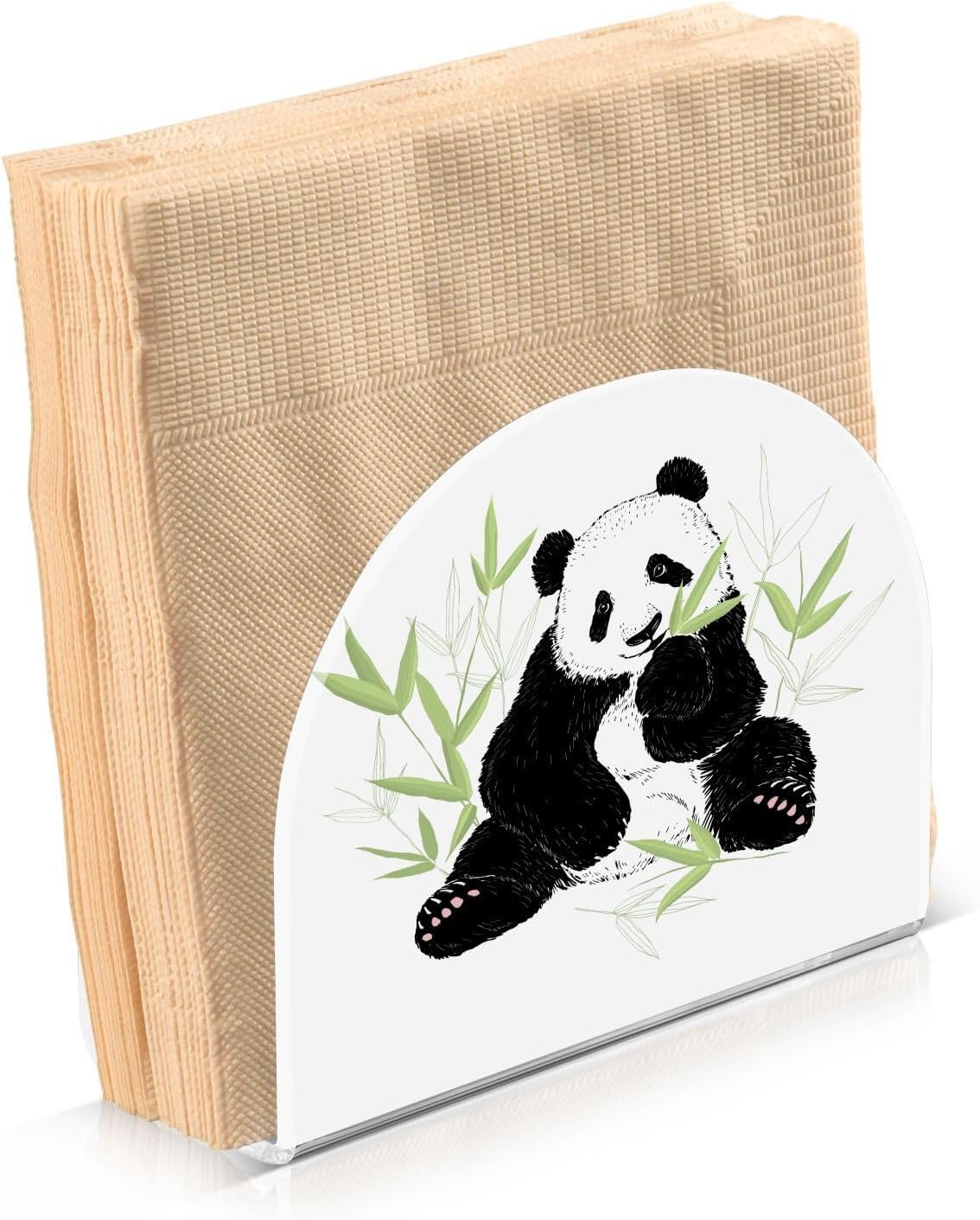 Cute Panda Eating Bamboo Napkin Holder for Table Paper Napkins Holder Acrylic Tissue Dispenser Kitchen Dining Room Bathroom Party Car Decor