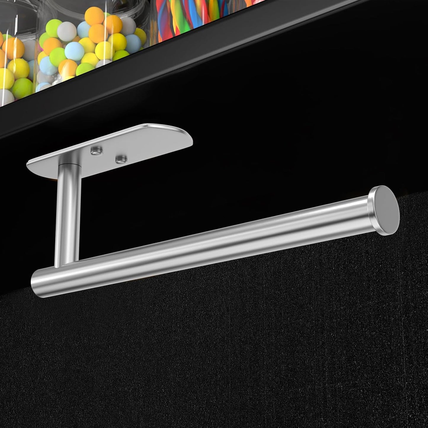 VAEHOLD Adhesive Paper Towel Holder Under Cabinet Mount, Wall Mounted Paper Towel Roll Holder for Kitchen Paper Towel, Stainless Steel（Silvery）