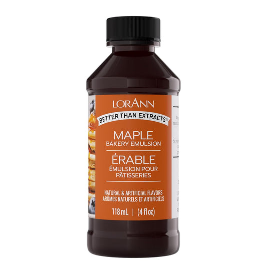 LorAnn Oils Maple Bakery Emulsion: True Essence, Ideal for Boosting Fruit Tones in Cakes, Cookies & Desserts, Gluten-Free, Keto-Friendly, Extract Substitute Essential for Your Kitchen, 4 Oz