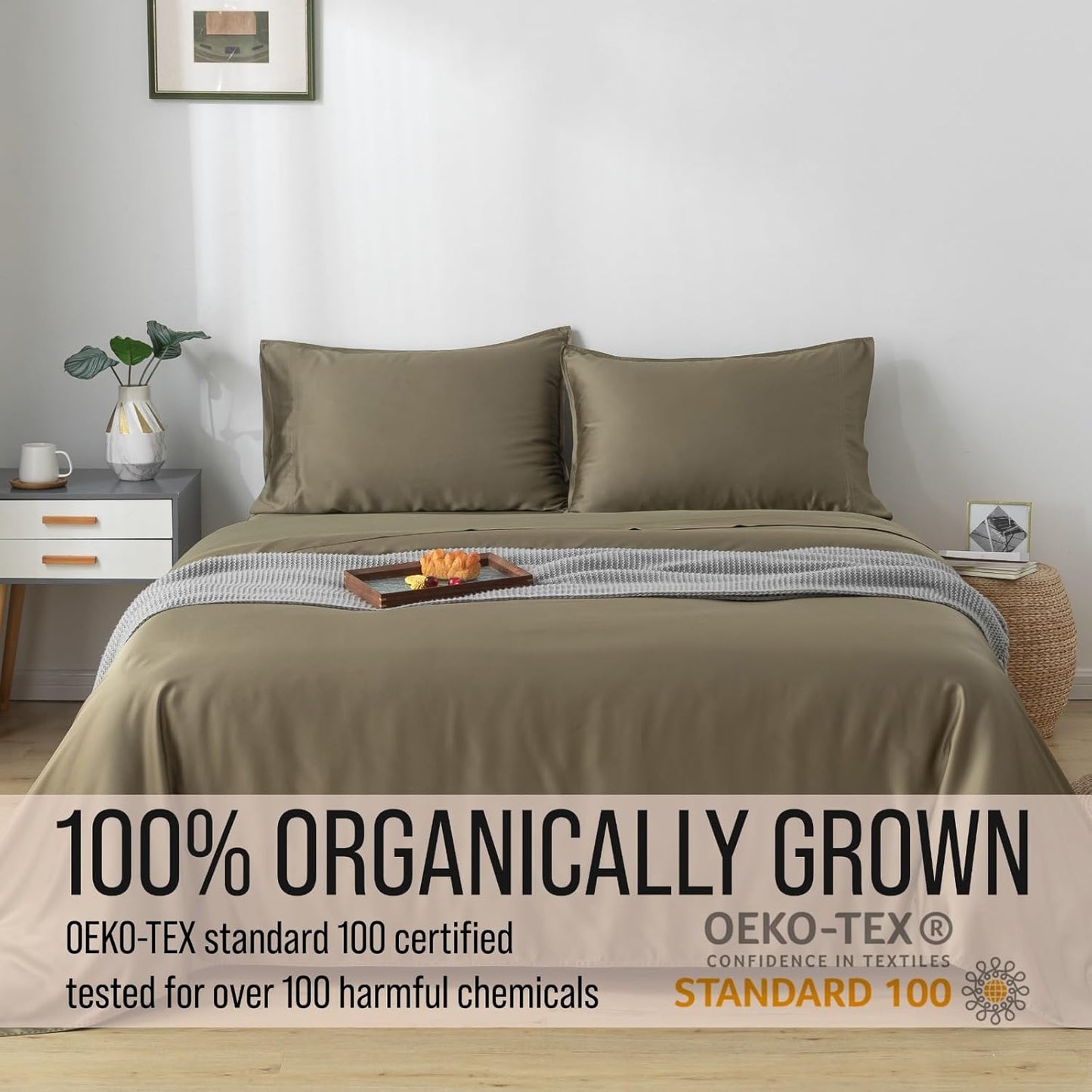 Bella Coterie Luxury Bamboo Viscose King Size Sheet Set | 100% Organically Grown | Ultra Soft | Cooling for Hot Sleepers | 18" Deep Pocket [Olive]