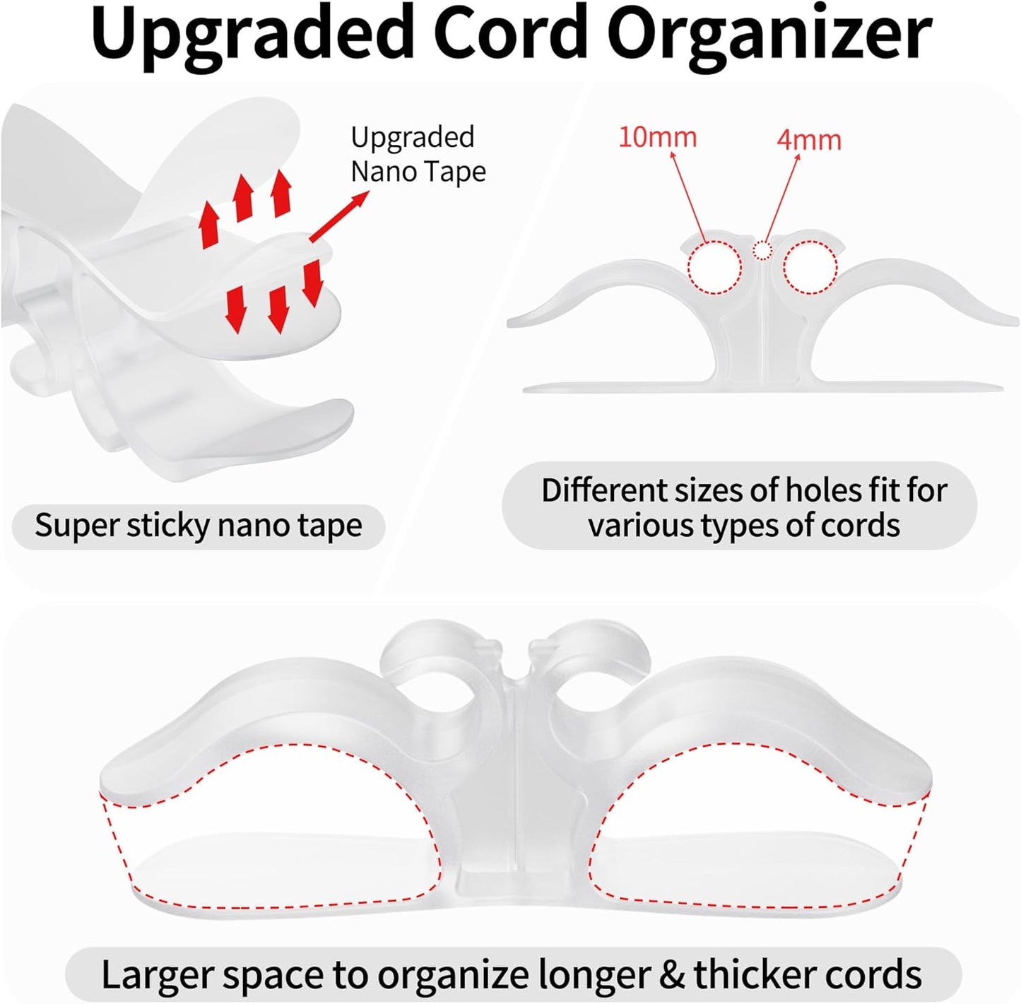 6PCS Clear Cord Organizer for Appliances, Kitchen Appliance Cord Organizer Stick On, Appliance Cord Holder, Cord Wrappers, Cord Winder for Pressure Cooker, Air Fryer, Blender, Coffee Maker, Toaster