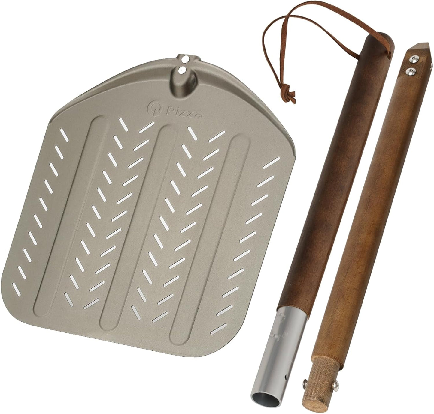 Q Pizza Perforated Aluminium 12x14in Round Pizza Peel, Gold, Aluminum, Non-Stick, Easy to Clean, Suitable for All Occasions