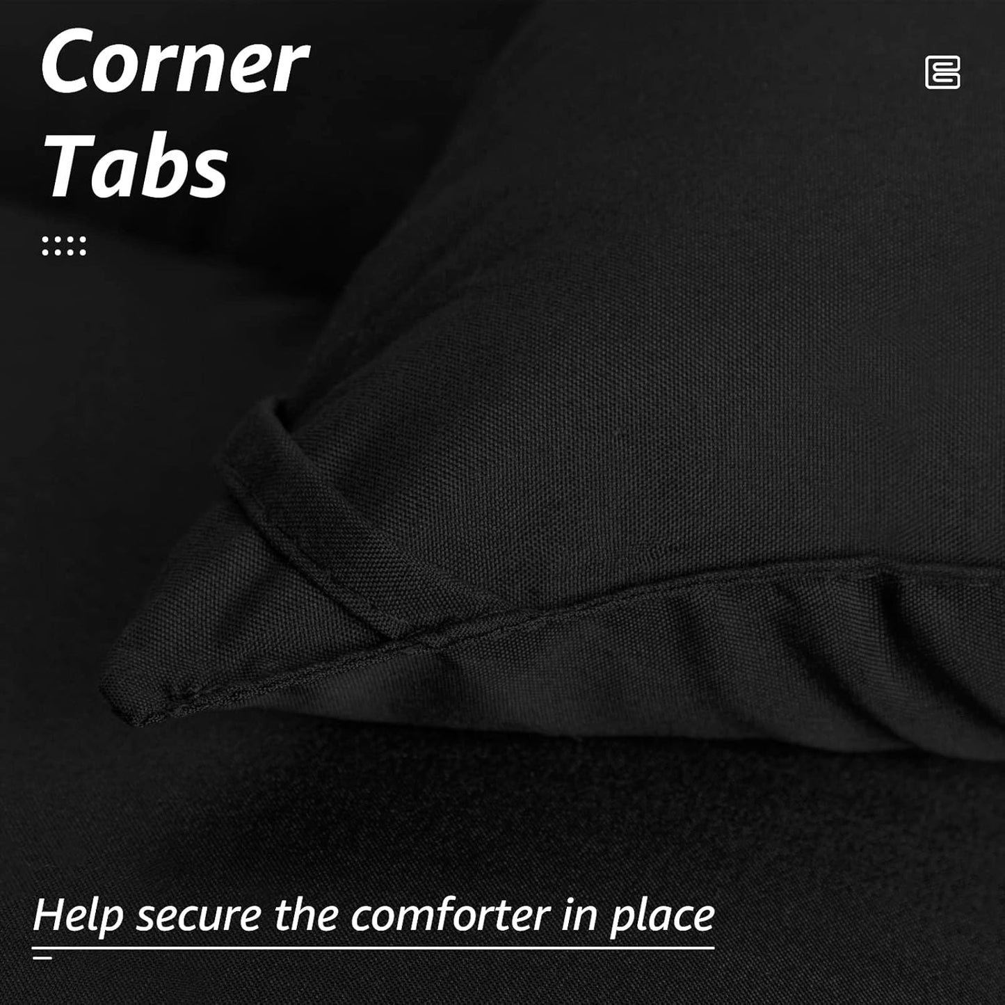 HYLEORY All Season King Size Bed Comforter - Cooling Down Alternative Quilted Duvet Insert with Corner Tabs - Winter Warm - Machine Washable - Black