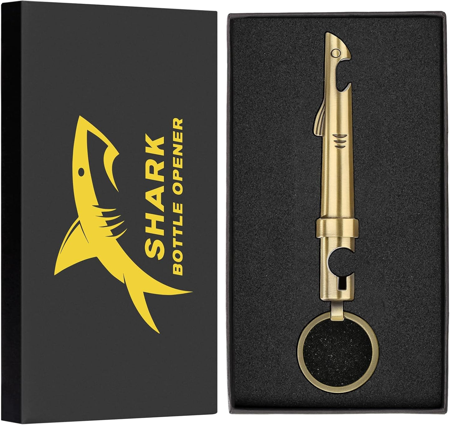 LKKCHER 2-in-1 Shark Bottle Opener, Novelty Keychain Corkscrew Wine Opener, Beer Bottle Opener, Wine & Beer Gifts for Men, Father's Day Gifts, Christmas Gifts, Birthday Gifts, Bronze