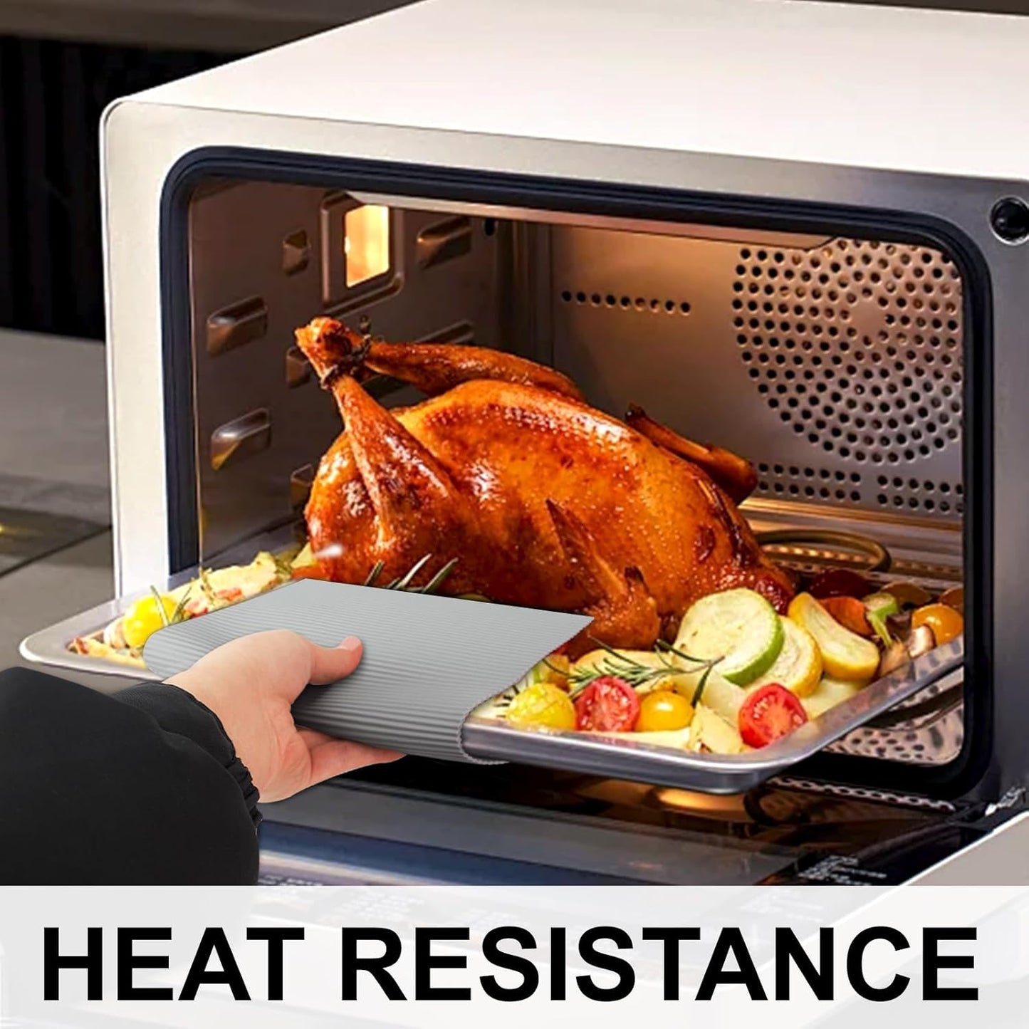 2 Pack 9.5'' x 14.2'' Trivets for Hot Dishes, Hot Pads for Kitchen, Silicone Trivets for Hot Pots and Pans, Hot Plates to Protect Table, Heat Resistant Silicone Trivet Grey