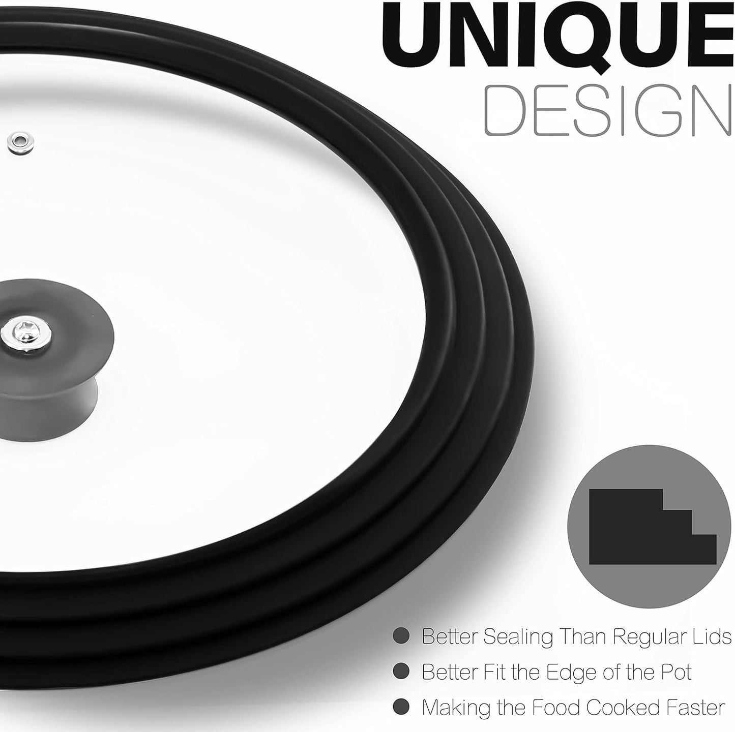 Anaeat Silicone Universal Lid for Pots, Pans and Skillets - Tempered Glass Covered with Heat Resistant Silicone Rim Fits All 6" to 11" Diameter Cookware -Easy to Use Replacement Frying Pan Cover