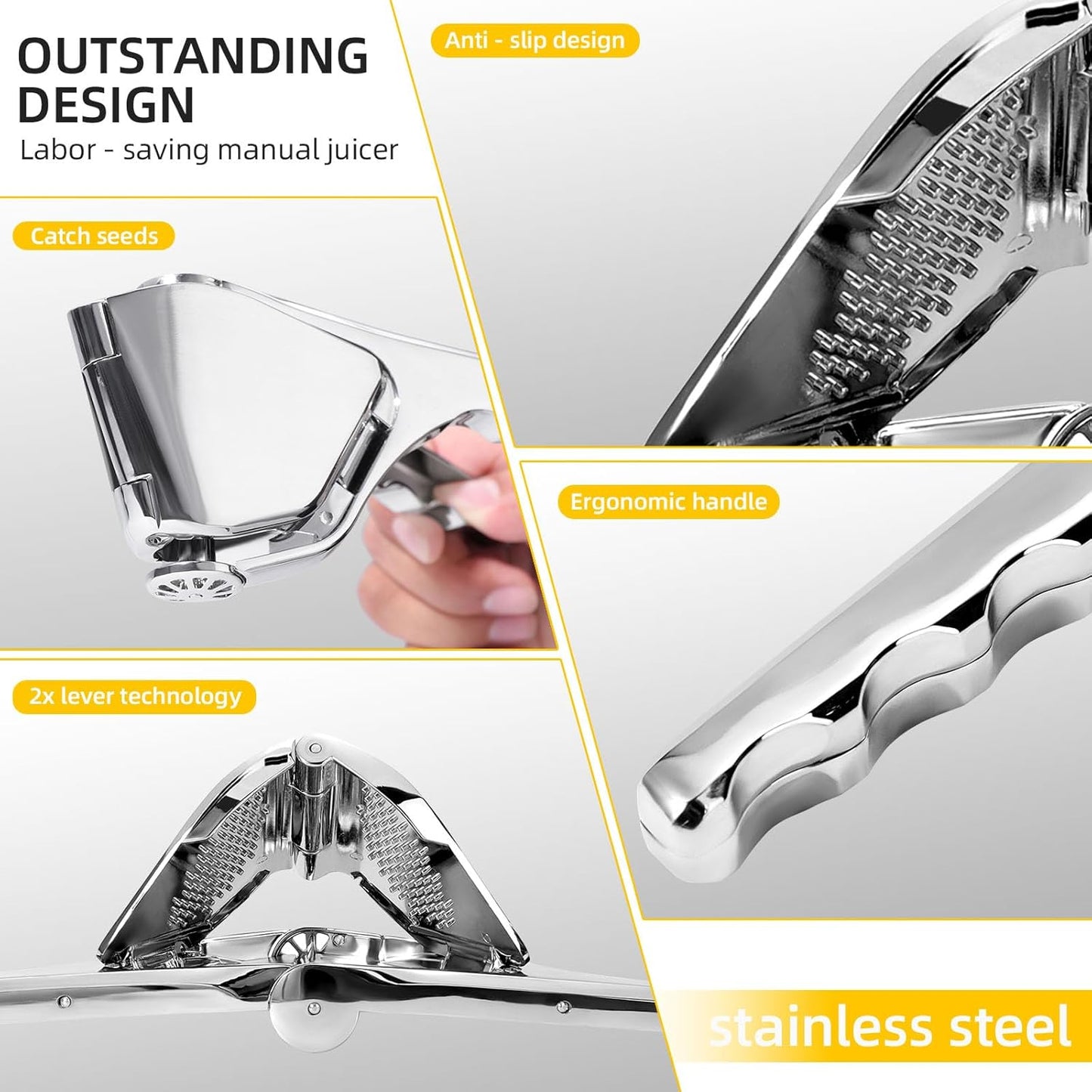Lemon Squeezer Stainless Steel, Heavy - duty Lime Squeezer, Manual Citrus Squeezer, Manual Juicer That Easily Squeezes Out All the Juice