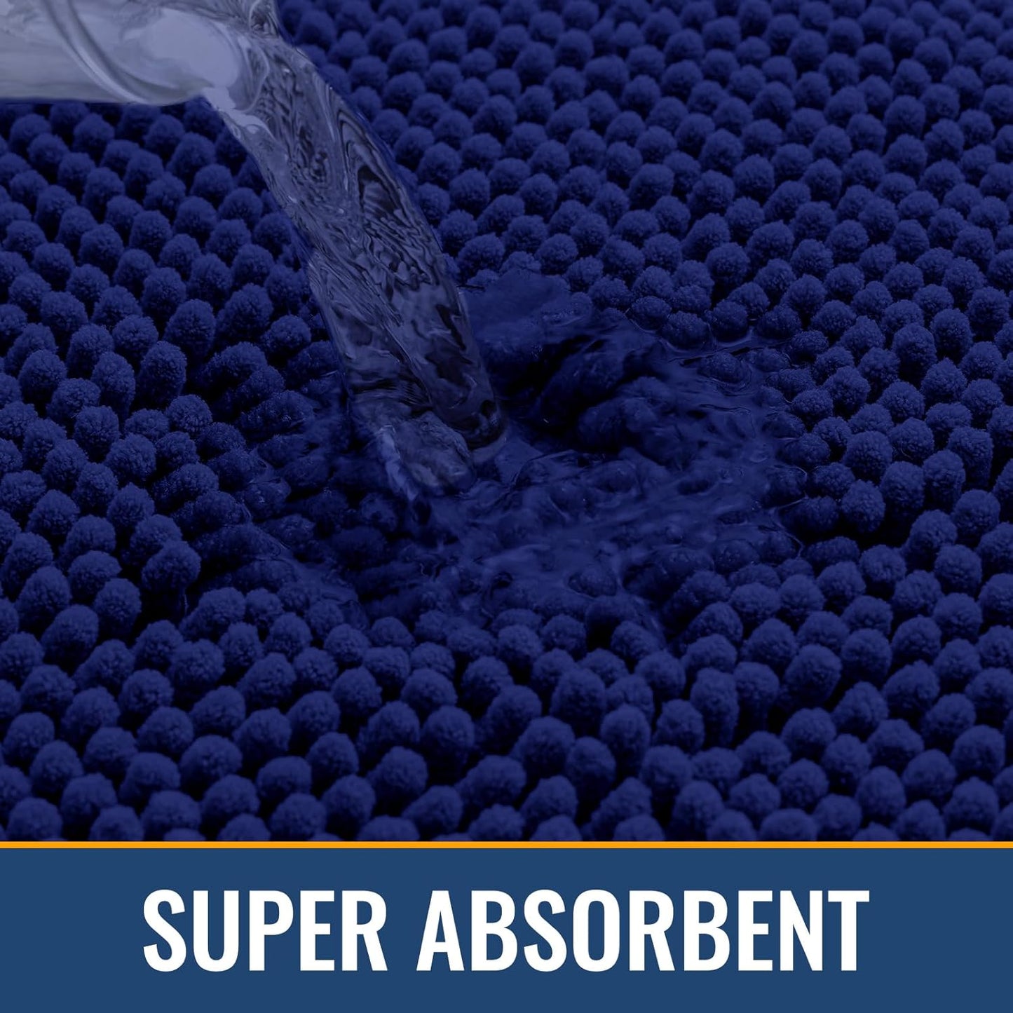 Arotive Bathroom Rugs 30x20, Extra Soft Absorbent Shaggy Chenille Bath Rugs, Machine Washable Rubber Backing Non-Slip Bath Mats for Bathroom Floor Tub and Shower, Home Decor Accessories, Navy