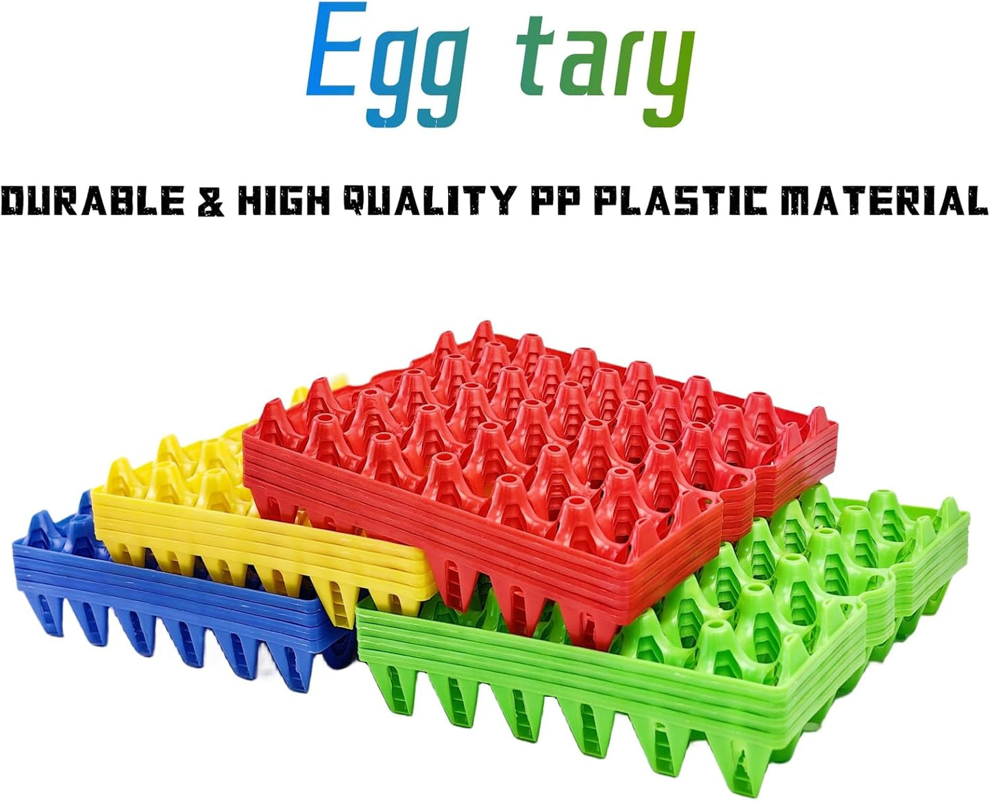 4-Pack Plastic Egg Tray Egg Crates 30-Egg Flats for Home Chicken Farmers, Stackable Egg Cartons Hold Multiple Eggs, Great for Storing, Sorting, and Shipping Eggs, Durable and Reusable (Yellow)