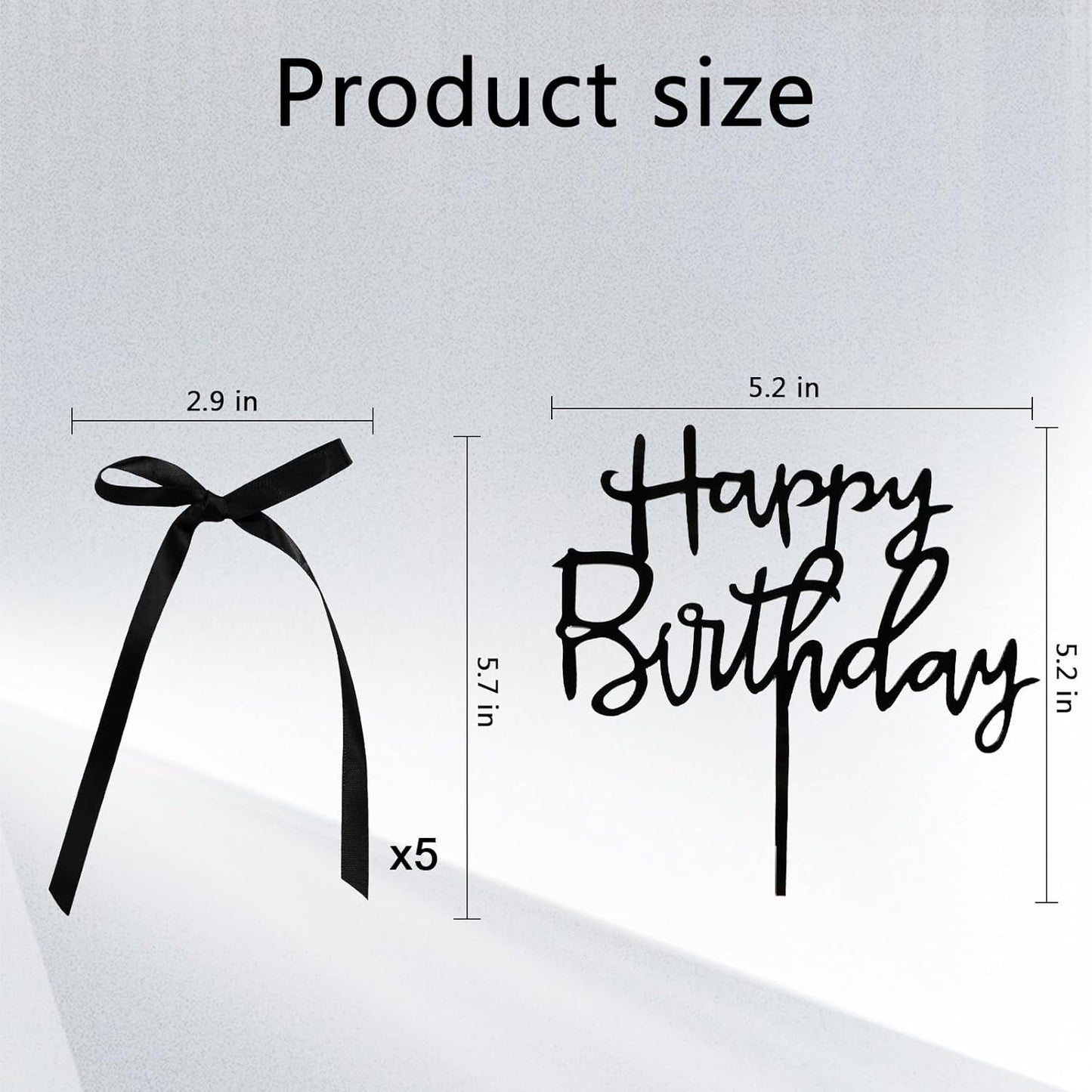 Black Bow Cake Topper Bowknot Ribbons Cupcake Toppers Bow Tie Cake Decorations Black Coquette Bows Cupcake Dessert Picks Happy Birthday Pick for Girl Birthday Princess Wedding Party Supplies 7Pcs