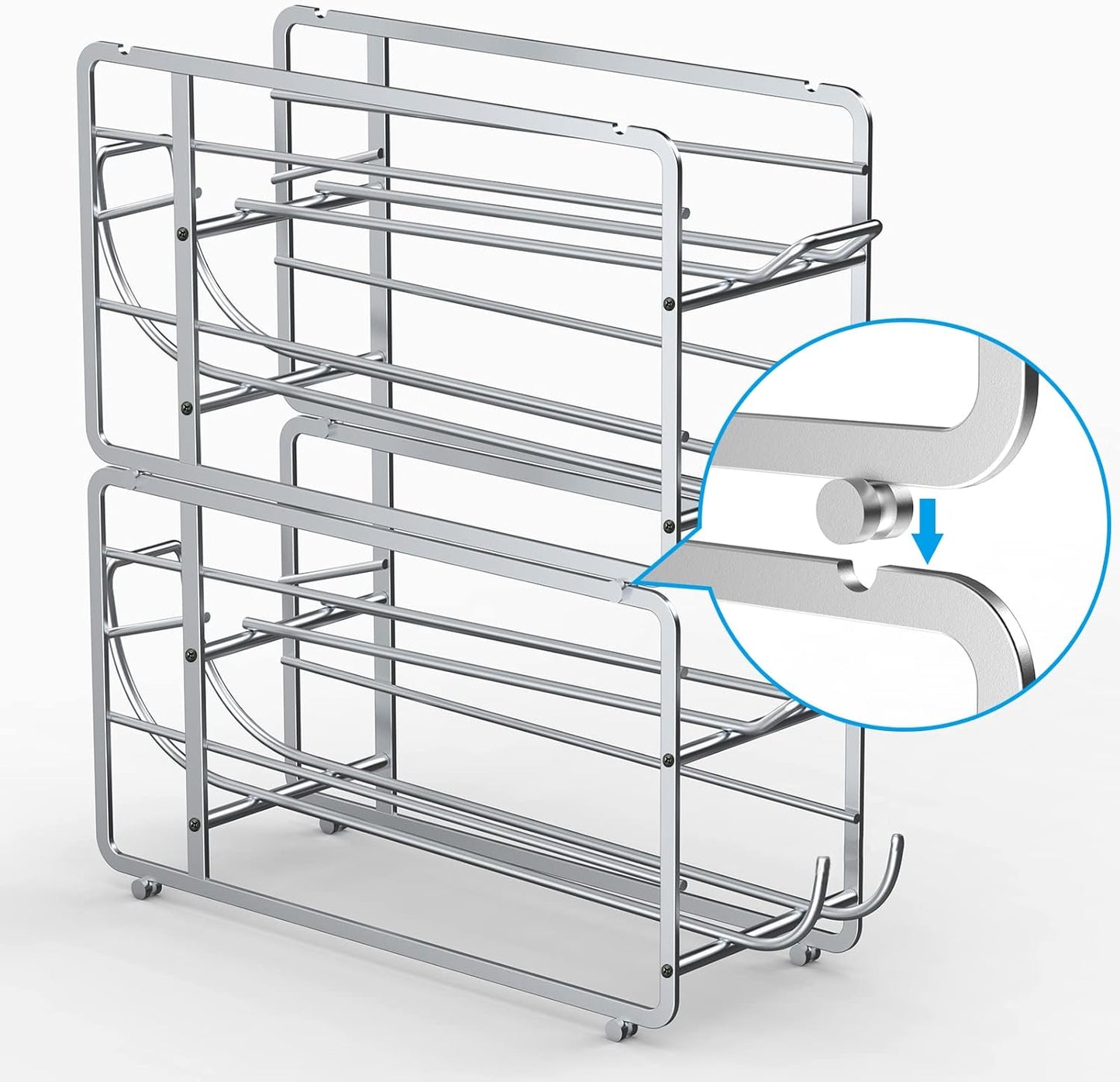 Soda Can Organizer Storage Rack, 2 Pack Stackable Beverage Soda Can Dispenser Organizer Holder for Refrigerator, Cabinet, Pantry (Silver)