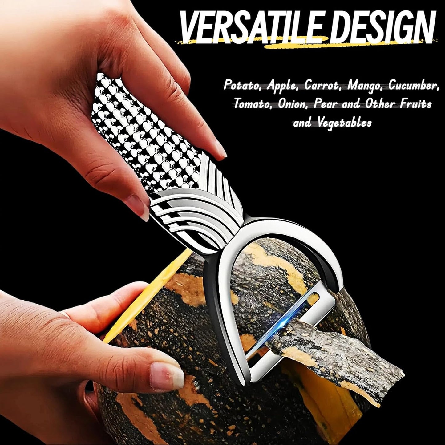 Maxjoy Vegetable Potato Apple Carrot Fruit Veggie Peeler - Corn Kernel Ergonomic Handle, Ultra Sharp Stainless Steel Blades - Silver