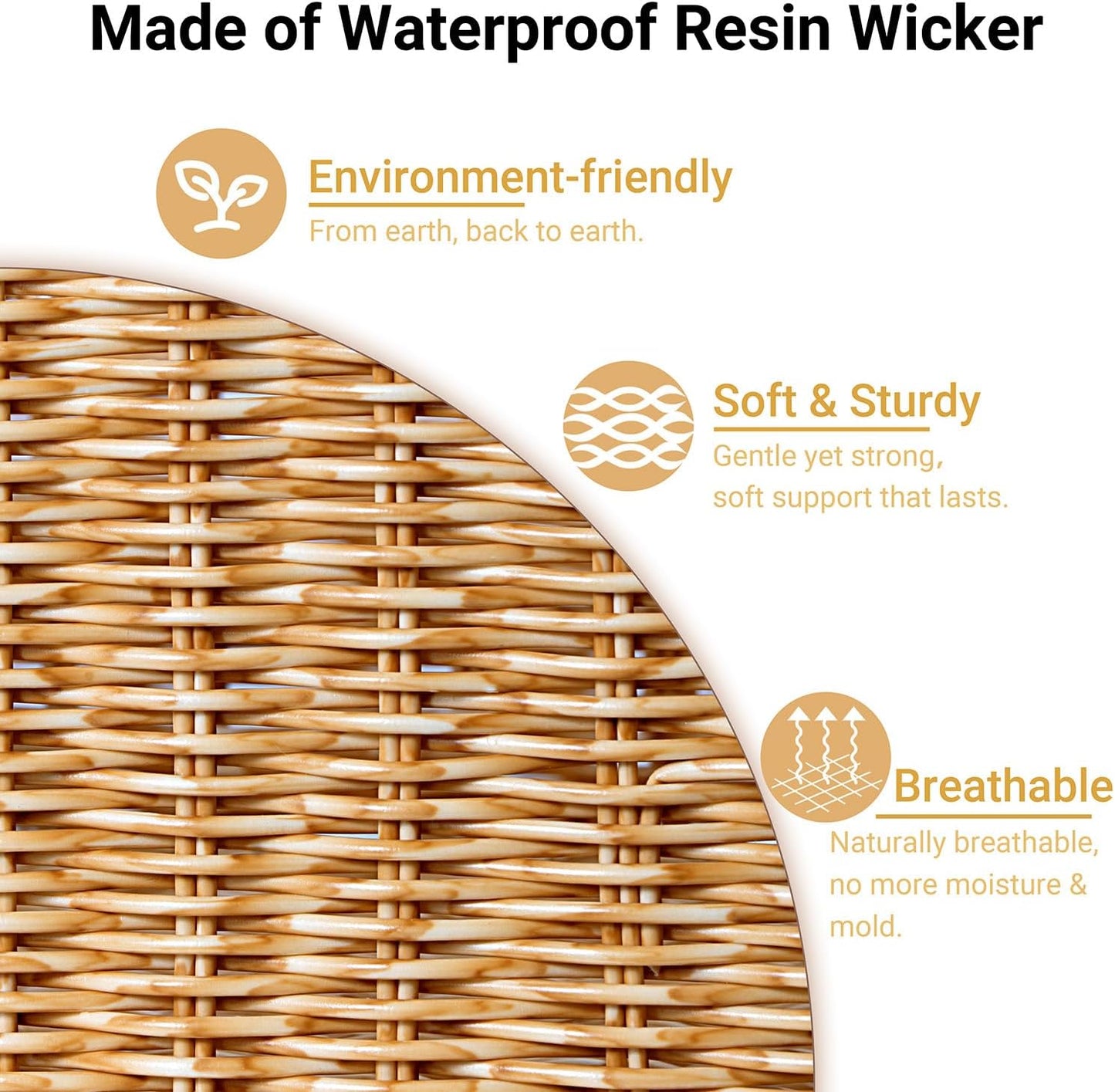 Wicker Baskets for Organizing,Pantry, Kitchen Counter with Handles, Handwoven Woven Storage Baskets for Fruit, Bread, Vegetable, Waterproof Plastic Storage Bins for Shelves, 3 Pack, Natural