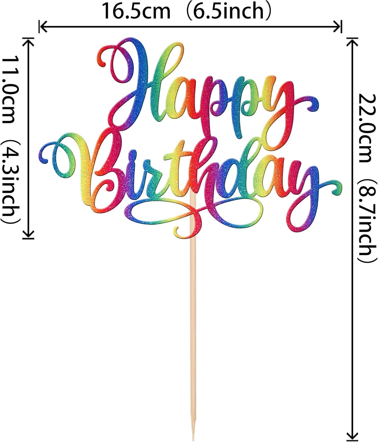 ZHUOWEISM 1 PCS Happy Birthday Cake Topper Glitter Happy Birthday Cake Pick for Celebrating Happy Birthday Anniversary Party Cake Decorations Supplies Colorful