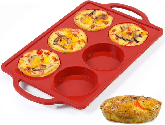 CAKETIME Muffin Top Pan Non Stick, 3 Inch Metal Reinforced Frame Silicone Egg Molds for Breakfast Sandwiches Round Silicone Baking Pan for English Muffins, Whoopie Pies, Corn Bread, Egg Bites, Tarts